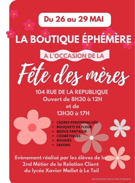 La boutique éphémère du Lycée Xavier Mallet fait son retour en centre-ville
