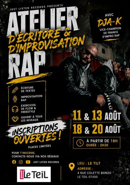 Des ateliers rap arrivent au TiLT !