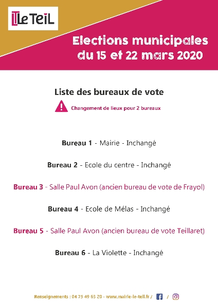 Changement De Lieux Pour Deux Bureaux De Vote
