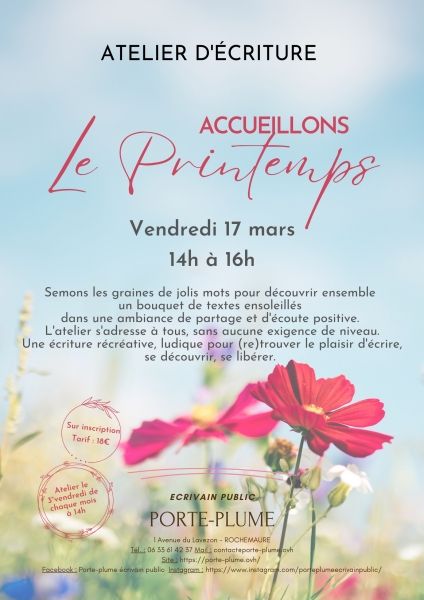 Atelier d'écriture "Accueillons le printemps