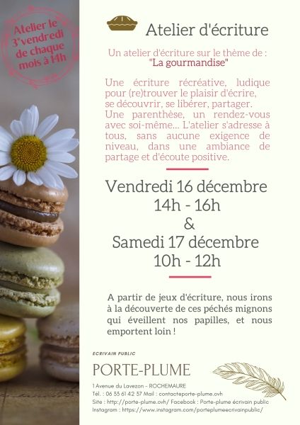 Atelier d'écriture "Gourmandise"