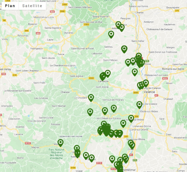 Cartographie nids détruits 07 Nord