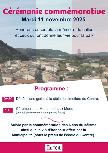 Cérémonie commémorative du mardi 11 novembre 2025 - 107ème anniversaire de l’Armistice du 11 novembre 1918