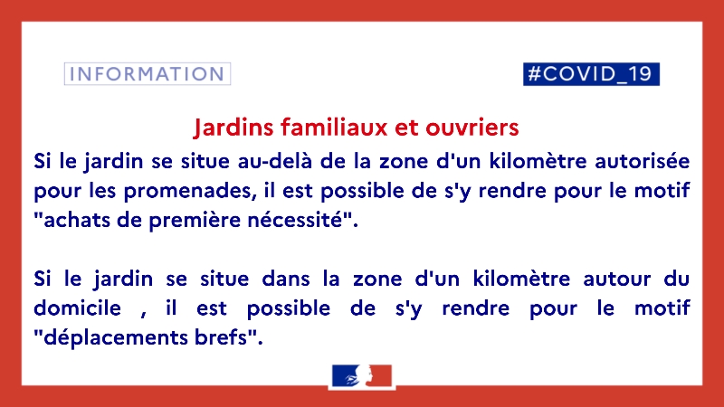 COVID-19 - Jardins ouvriers et familiaux