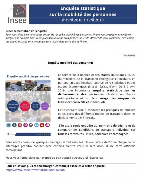 Enquête sur la mobilité des personnes