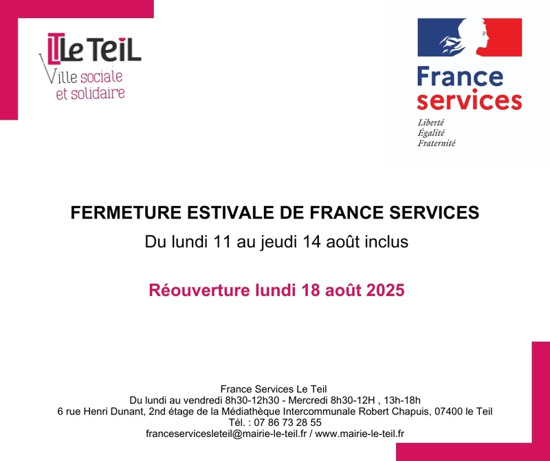 Fermeture estivale France Services