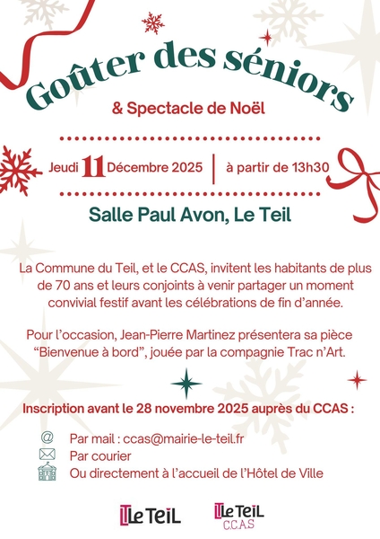 Goûter-spectacle de Noël offert aux séniors – Pensez à vous inscrire !