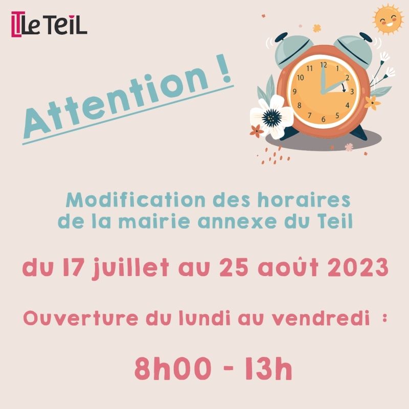 Horaires d'été de la mairie annexe