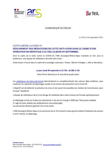 Info presse - Lutte anti-covid