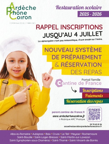 INSCRIPTIONS RESTAURANT SCOLAIRE - Rentrée 2025/2026
