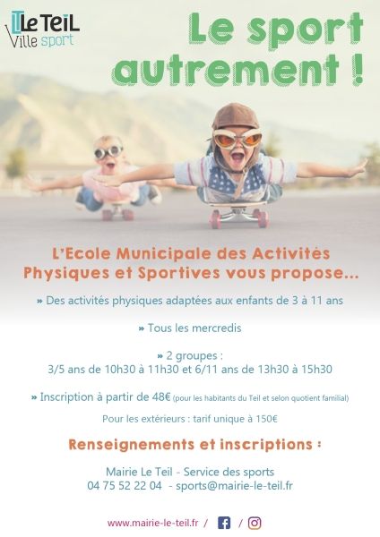 L'école municipale des sports - Des activités variées pour les enfants de 3 à 11 ans avec un tarif accessible en fonction du quotient familial