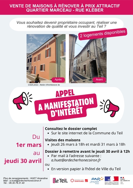 Vente de deux logements à rénover à prix attractif - Quartier Marceau au 50 rue Kléber, Le Teil