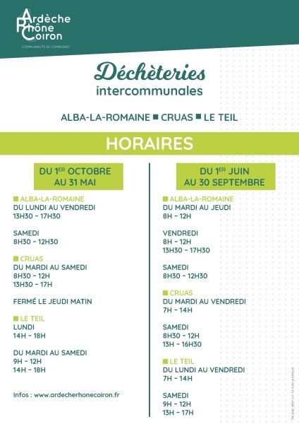 Les déchetteries passent aux horaires d'été !