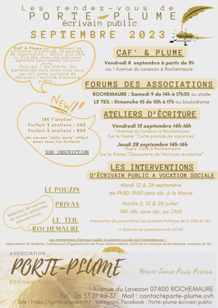 Les rendez-vous de Porte Plume, écrivain public