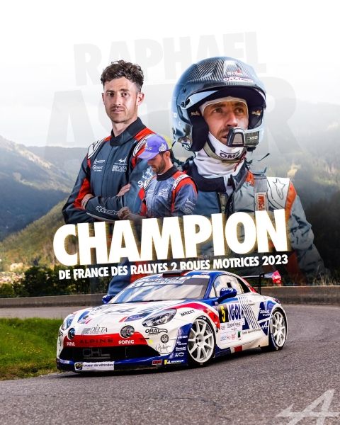 Notre pilote teillois Raphaël Astier  Champion de France des Rallyes 2 Roues Motrices 2023