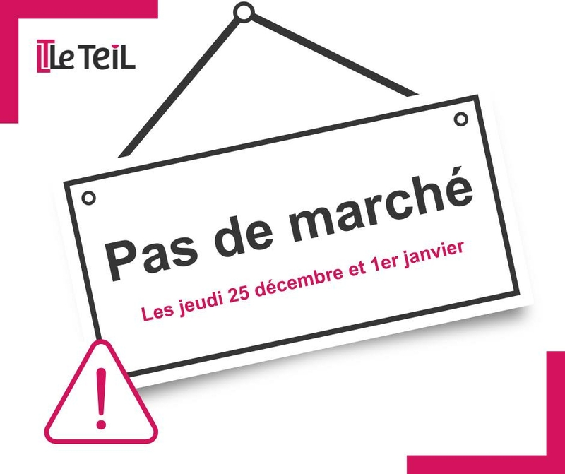 Pas de marché les jeudi 25 décembre et 1er janvier !