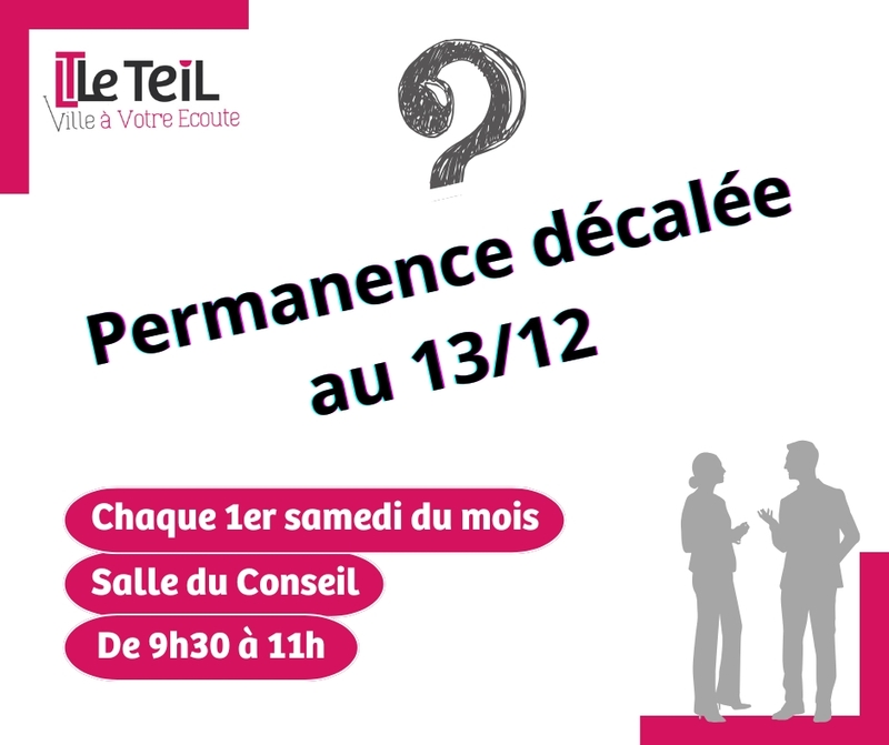 Information : la Permanence des élus est décalée d’une semaine !