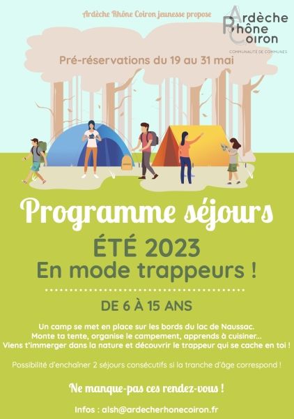 PROGRAMME SEJOURS ETE 2023 – De 6 à 15 ans