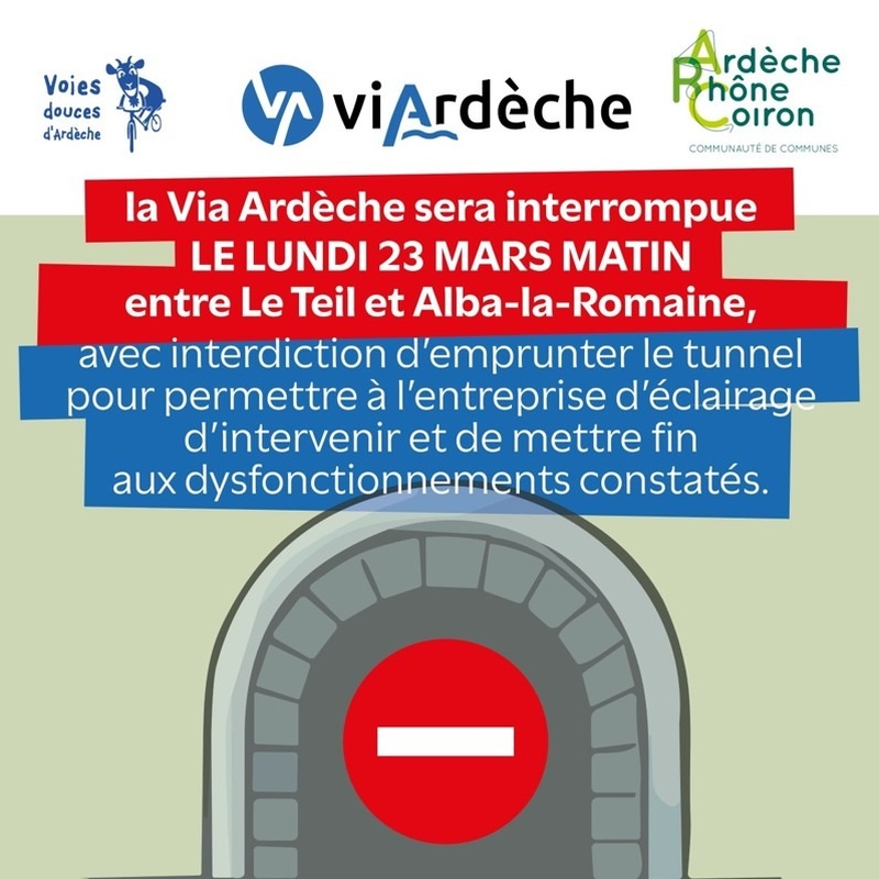 Fermeture de la Via Ardèche le 23 mars matin