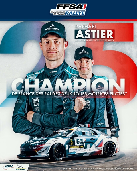 Champion de France des Rallyes 2 Roues Motrices 2025 !