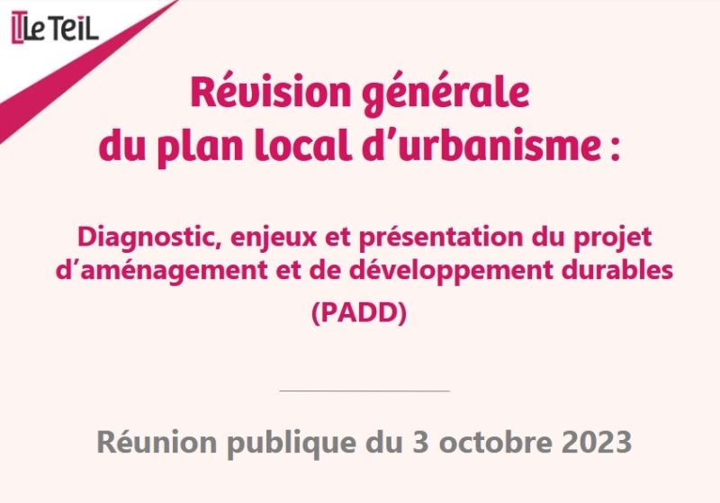 Réunion publique de présentation du projet d’aménagement et de développement durables