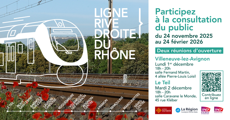 Réouverture de la ligne SNCF rive droite du Rhône : l’enquête publique est ouverte !