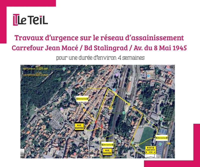 Travaux d’urgence sur le réseau d’assainissement – Carrefour Jean Macé / Bd Stalingrad / Av. du 8 Mai 1945