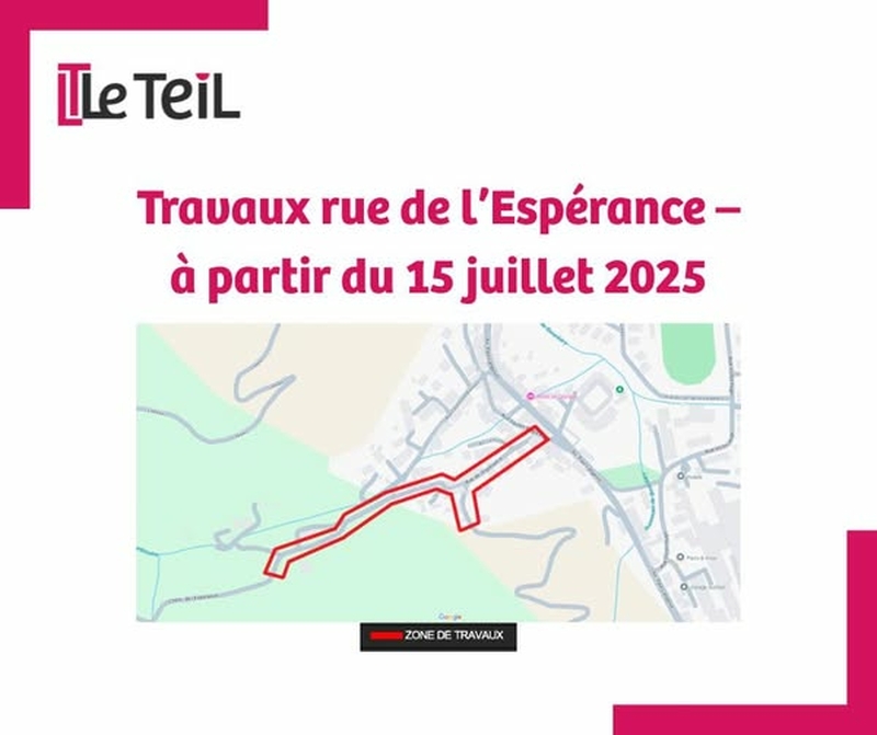 Travaux rue de l’Espérance à partir du 15 juillet 2025