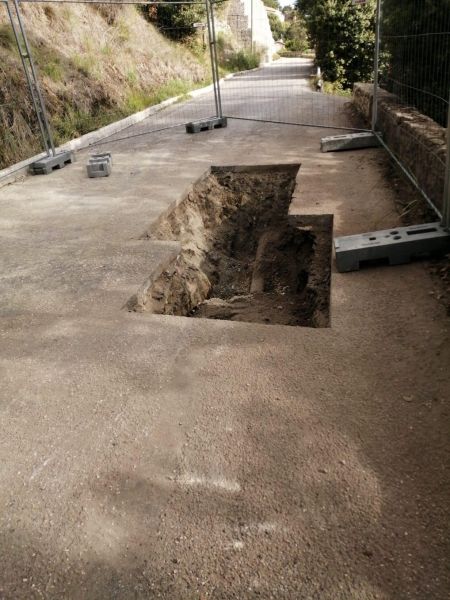 Travaux sous chaussée - montée du Château - Le Teil