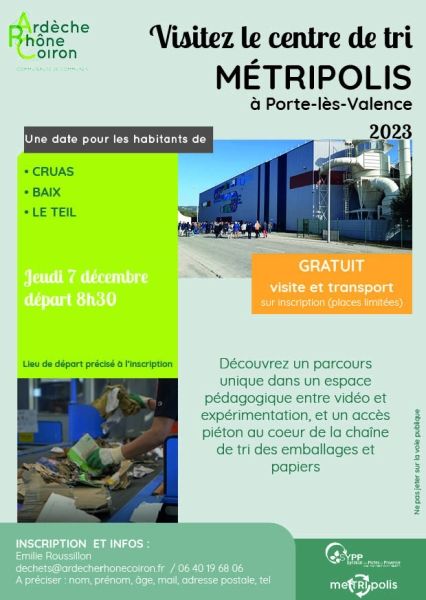 Visite du centre de tri Metripolis à Portes-les-Valences, organisée par la communauté de communes